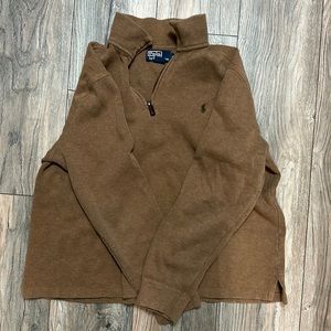 Ralph Lauren Polo 1/4 Quarter Zip Pullover Brown L size Large
